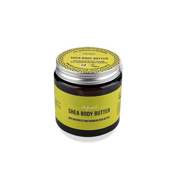 Infused Shea Body Butter. Revitalise and Refresh your skin with Lemongrass and Sweet Almond Oil