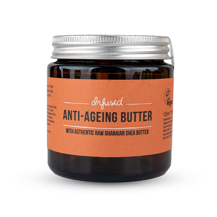 Infused Shea Body Butter. Our Special Anti-Ageing Formula with Buriti Oil and Evening Primrose Oil